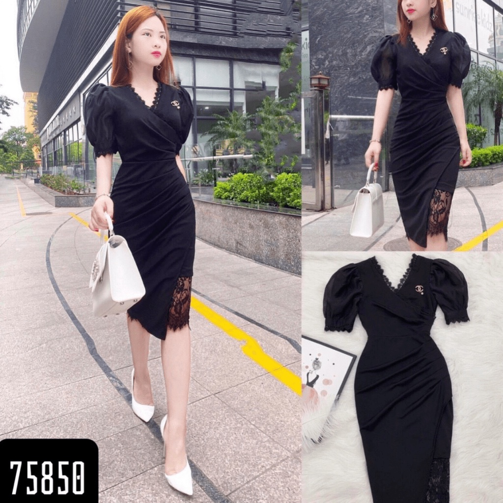 ĐẦM BODY NỮ PHỐI REN CỔ TIM DỰ TIỆC KẾT HỢP ĐI CHƠI SIÊU SANG CHẢNH TH