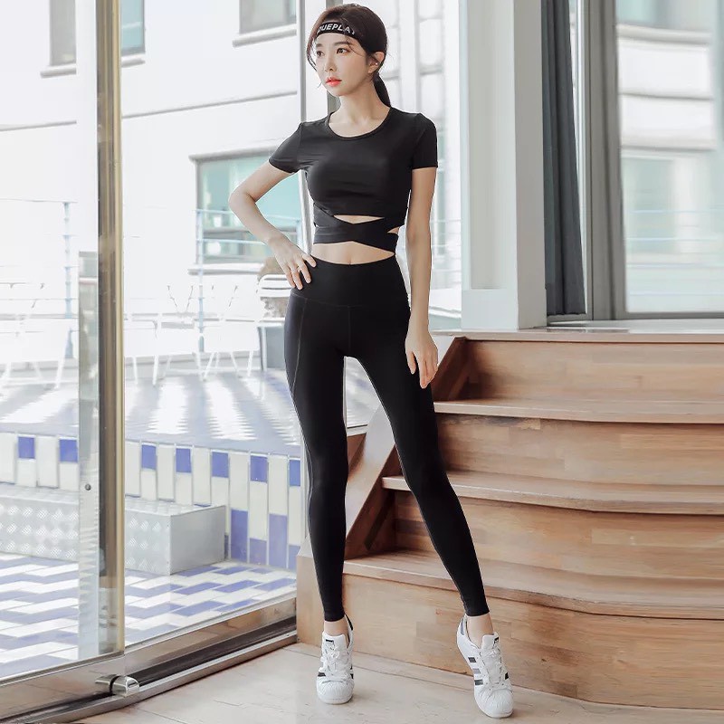 Bộ Tập GYM YOGA Hàng Quảng Châu Vải Thun Co Gian 4 Chiều ,Mặc cực mát, chất vải lì (BT17)