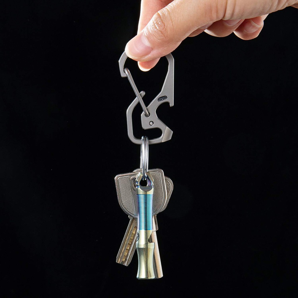 Móc khóa TACRAY TITANIUM KEYCHAIN CARABINER THÁO RING NHANH CÔNG CỤ ĐA NĂNG MỞ CHAI VÀ TUA VÍT CÓ RÃNH