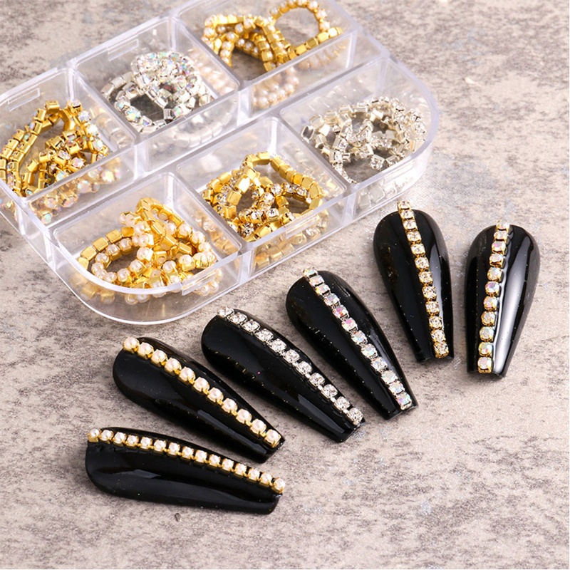 Bộ 6 Phụ Kiện Ngọc Trai Trang Trí Móng Tay 3D DIY