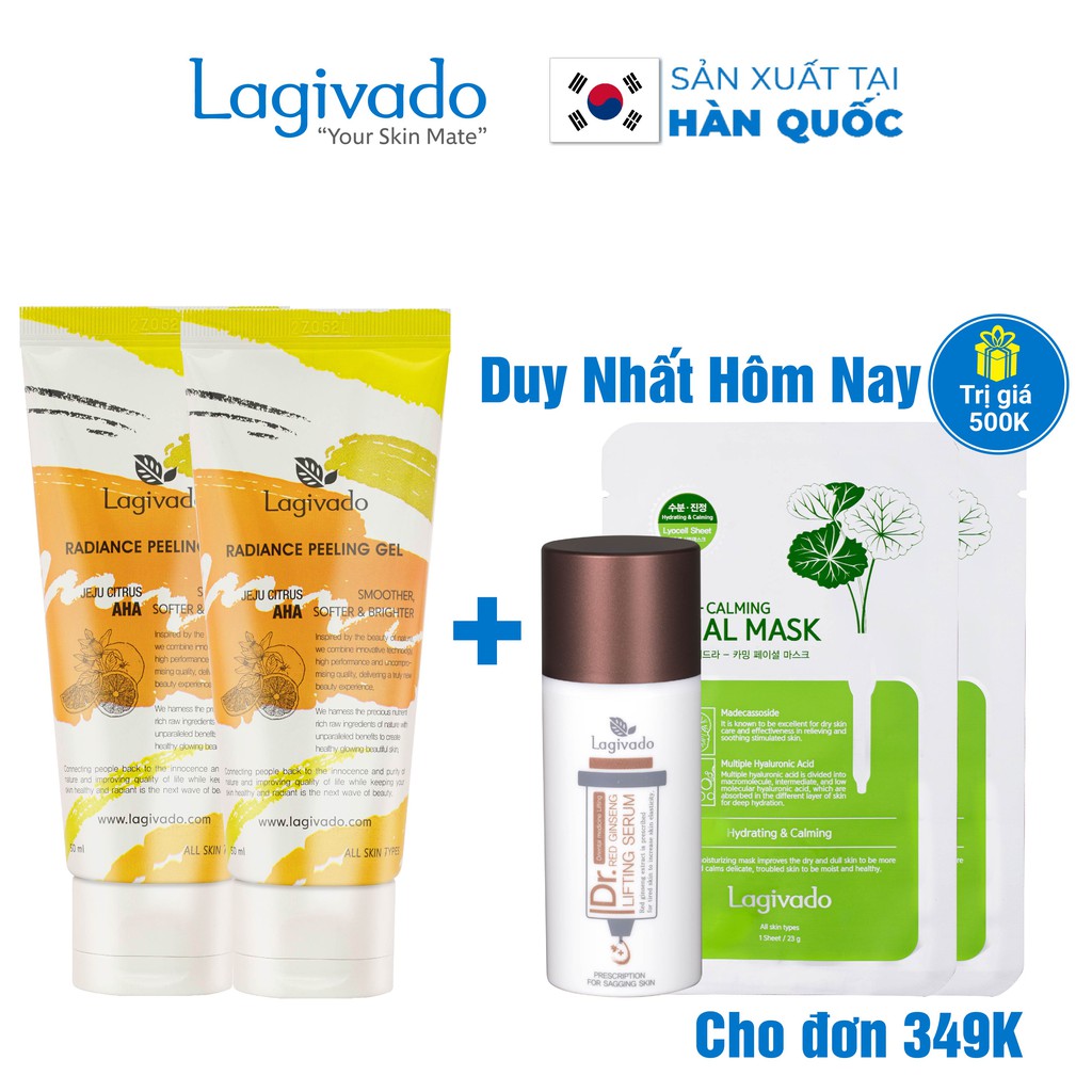Combo 2 Tẩy tế bào da chết Hàn Quốc Lagivado JeJu Tangerine Radiance Peeling 100 ml