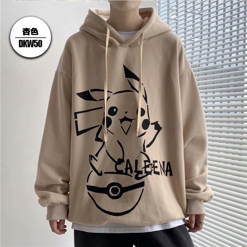 Men's Korean Warm Sweater Pokémon Cartoon Pikachu Print Fashion Hoodie Couple Hooded Sweater | BigBuy360 - bigbuy360.vn