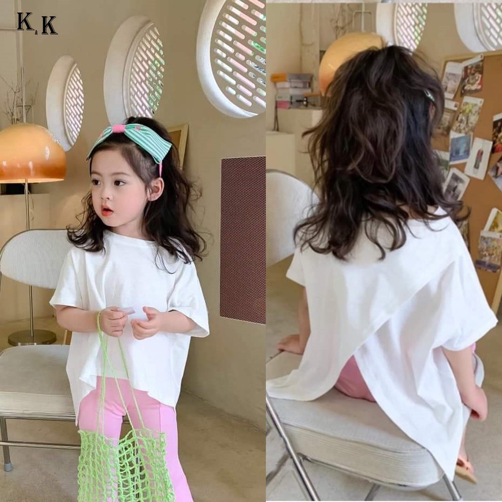 Đồ bộ bé gái áo form rộng, quần ôm body thời trang, sành điệu, thun cotton - Quần áo trẻ em - SockiMall (Trắng) (210575)