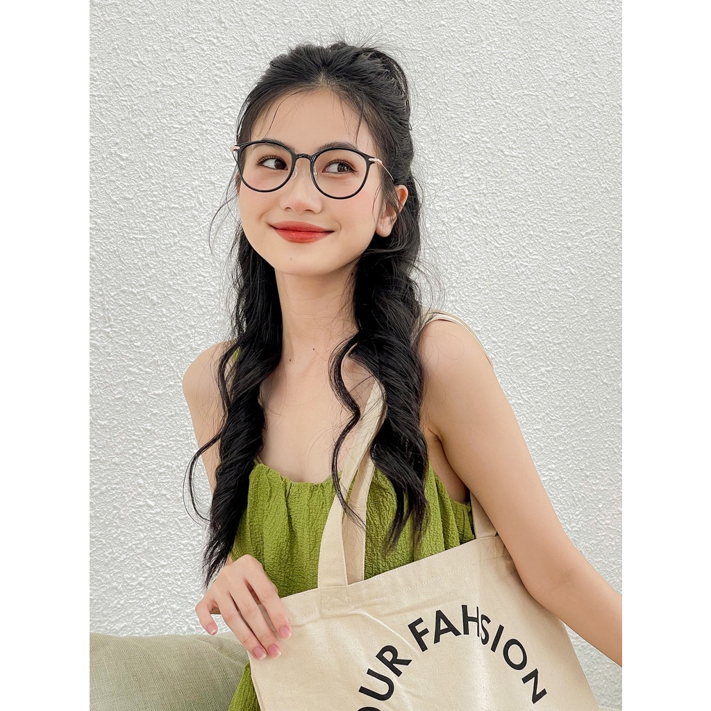 Gọng kính cận tròn nam nữ LILYEYEWEAR tròng chống áng sáng xanh bảo vệ mắt 01248