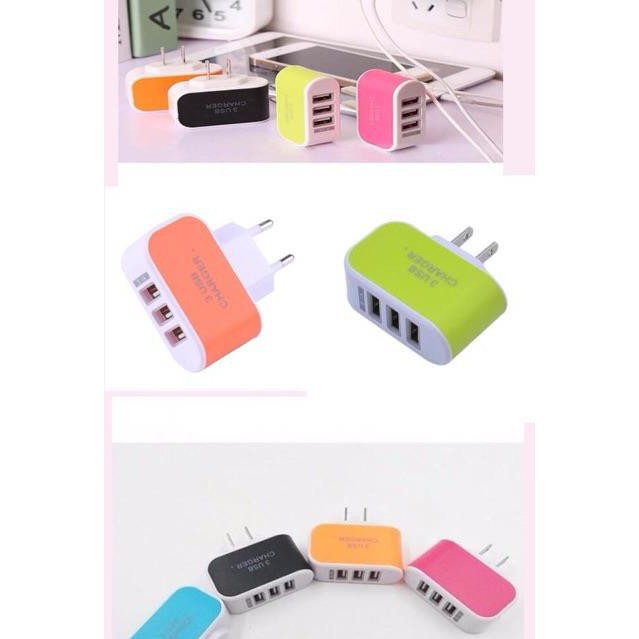 Đầu sạc USB AC 3 cổng ổ cắm US/EU chất lượng cao tiện dụng cho các thiết bị