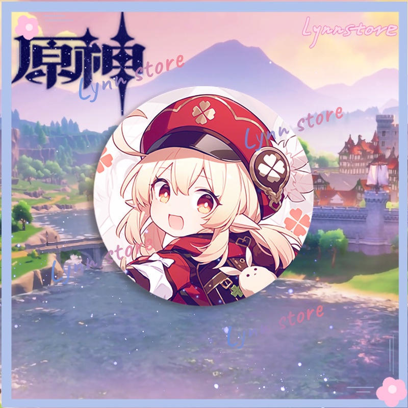 Genshin Impact Hu Tao Klee Xiao Zhongli Raiden Shogun Miko Ganyu Q Phiên bản Hoạt hình mờ flash tốt Phù hiệu Phụ kiện cho Túi quần áo Quà tặng Trâm