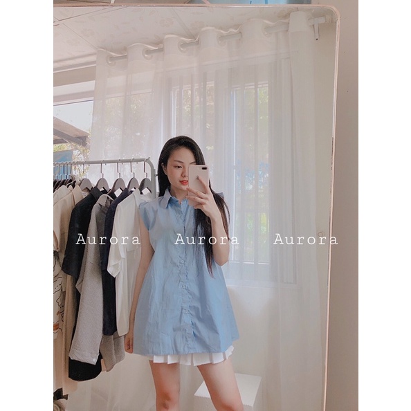 Áo somi sát cánh phong cách vintage đơn giản