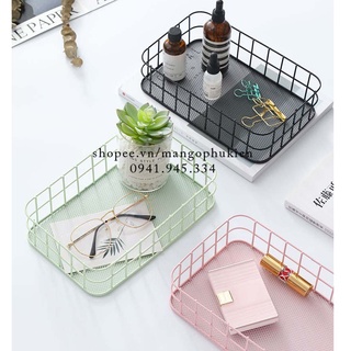 Khay rổ sắt đựng đồ mỹ phẩm phong cách Hàn Quốc xinh xắn sang trọng ( Giỏ sắt để bàn trang điểm )
