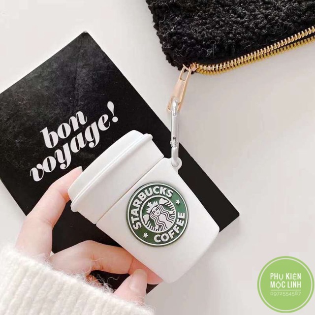 ☘️Tặng kèm móc☘️ Case bao airpod silicon 1 2 Pro 3 Cốc Starbucks trắng- Vỏ bọc đựng tai nghe không dây i11 i12 ..AirPods