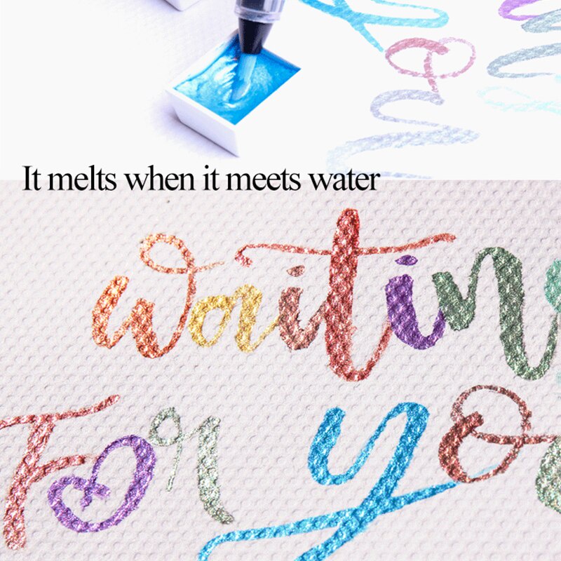 Hộp màu nước ANGEL MARK 6/ 12 màu sắc ánh kim lấp lánh dành cho nghệ thuật