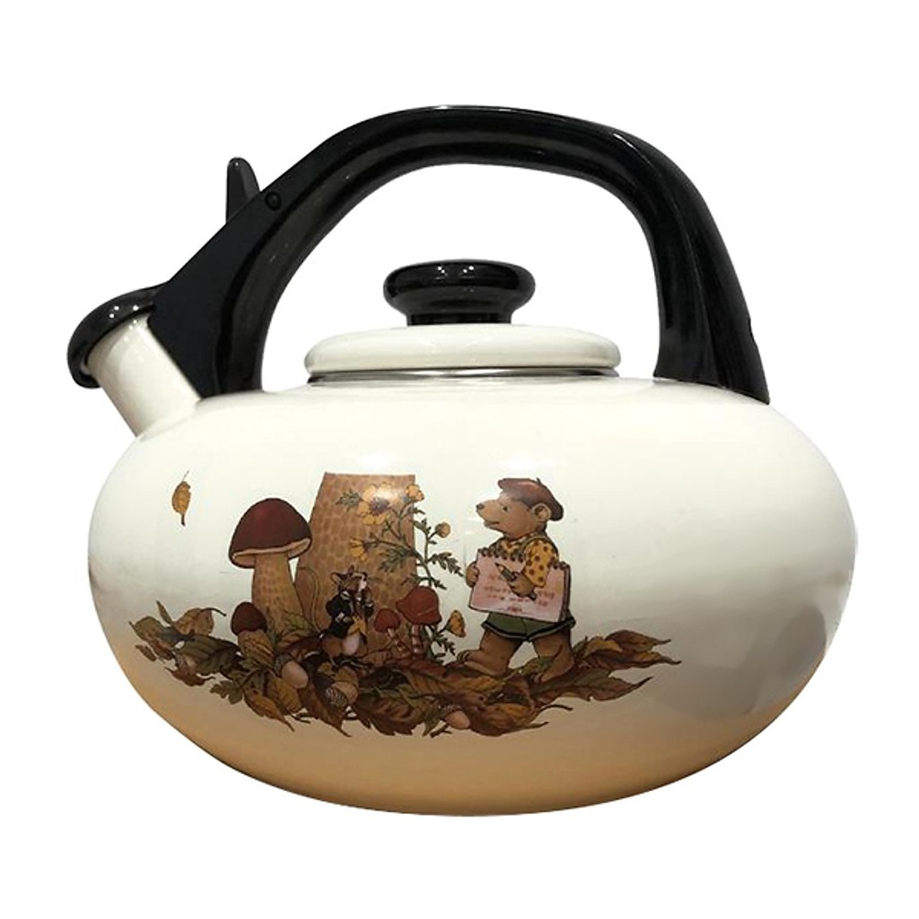 Ấm Đun Tráng Men Cao Cấp Nhật Bản Fujihoro (Hoa Văn Con Gấu) FTCV-2.8K