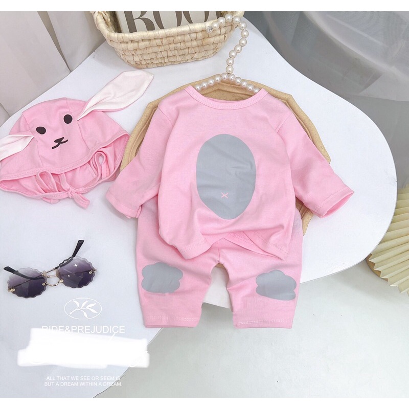 SÉT 3 CHI TIẾT QUÃNG CHÂU BÉ TRAI, GÁI, THIẾT KẾ  THÊM MŨ TAI THỎ, CHẤT RIP ĐẸP CHO BÉ 6-16KG