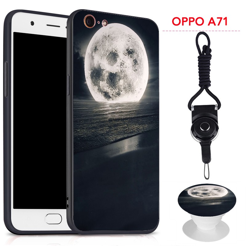 Ốp điện thoại cứng có dây gài và giá đỡ màu đen cho OPPO A71