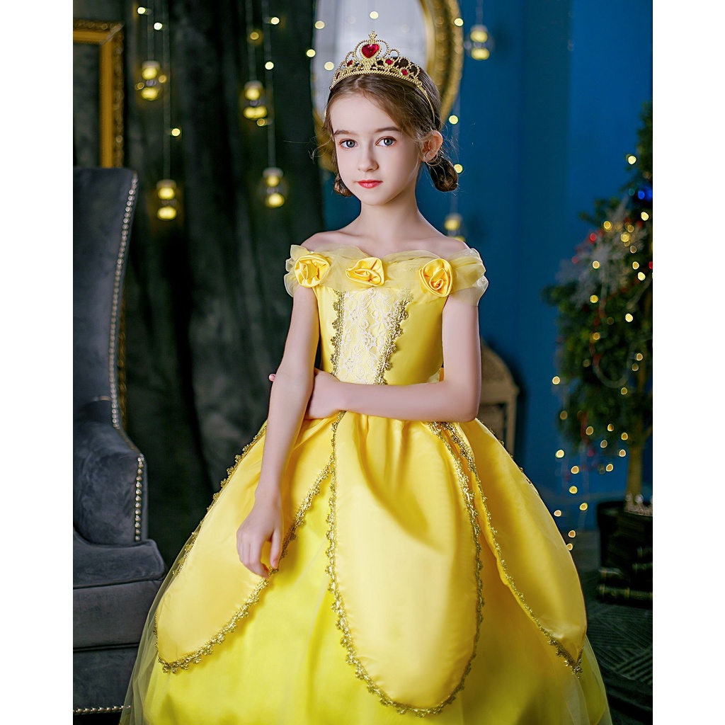 Đầm Công Chúa Hóa Trang Công Chúa Belle Mùa Hè Cho Bé Gái F03