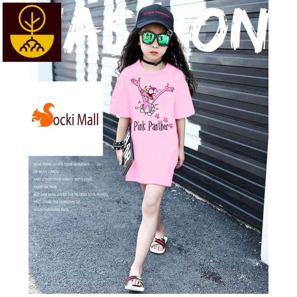 [HOT] Đầm thun bé gái duyên dáng, sành điệu in báo hồng (Pink Panther) sắc nét - Quần áo trẻ em. Mi Mi shop