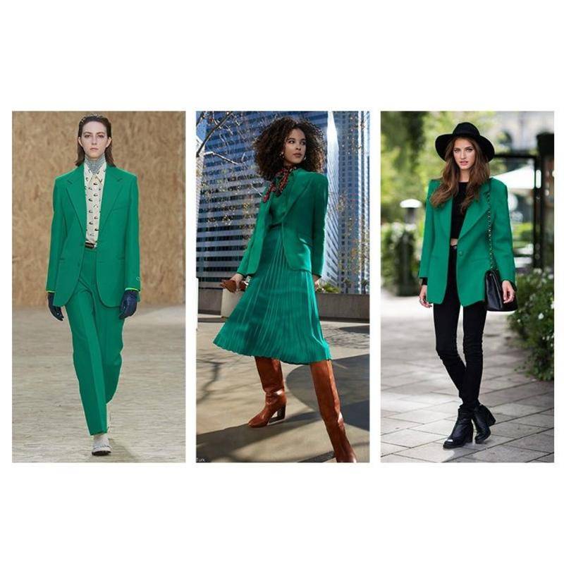 Áo Khoác Blazer Len Xanh Lá Cây Ôm Dáng Vừa Vặn Lưng Cao Cấp Cho Nữ