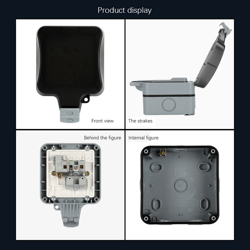 IP66 Outdoor Extension Lead 13A Waterproof Box with Switch(UK Plug)
