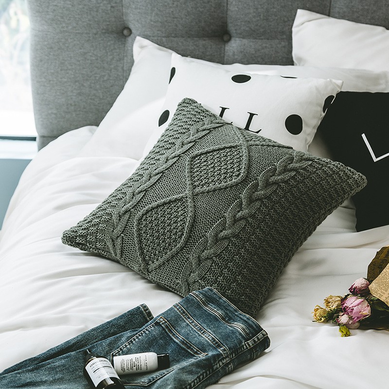 Gối len dệt kim phong cách Retro bắc âu trang trí phòng khách/phòng ngủ/văn phòng