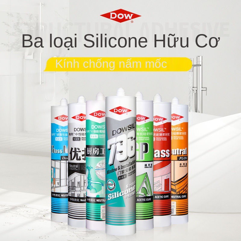 Keo dán kính Dow Corning chống thấm nước và nấm mốc cho nhà bếp và phòng tắm Keo silicone trung tính cho cửa và cửa sổ K