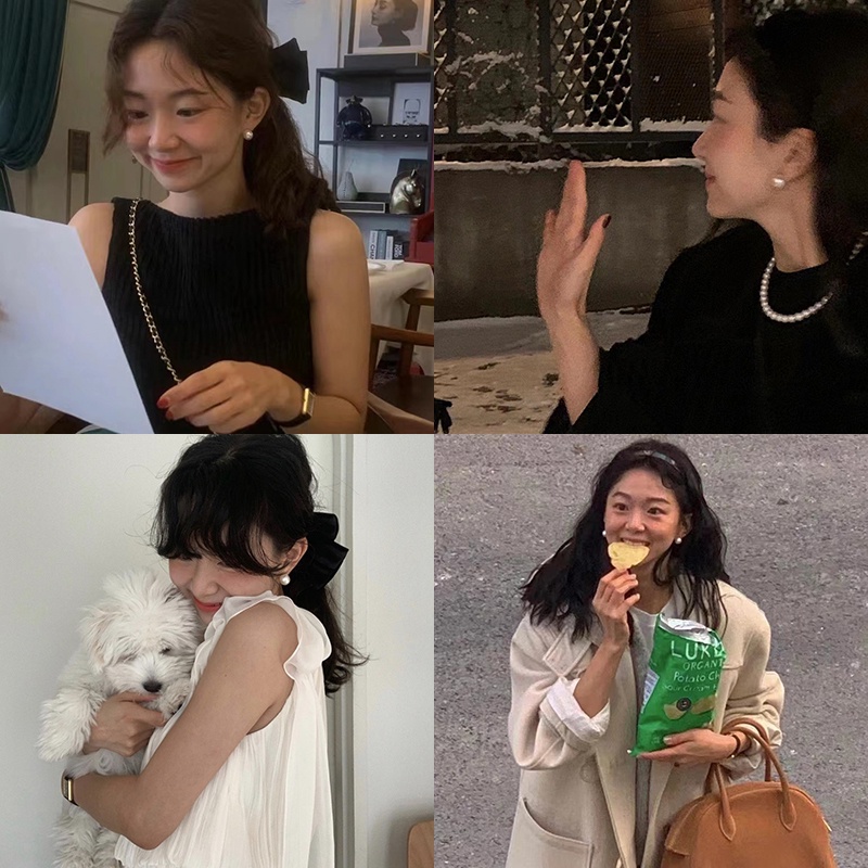 Khuyên Tai Đính Ngọc Trai Đơn Giản Dành Cho Nữ