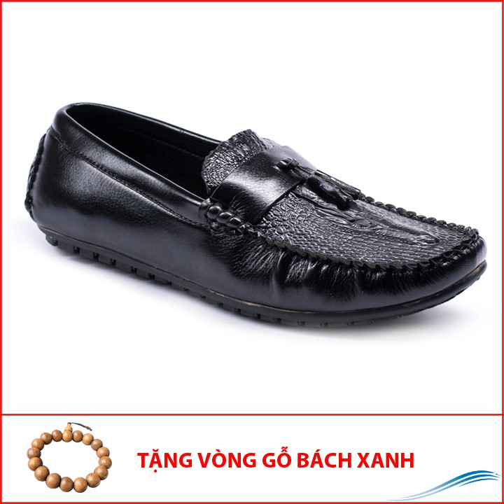 [Shop Uy Tín] Giày Mọi Nam Đẹp Đế Khâu Có Chuông Vân  Màu Đen Sang Trọng - M117(GB)- Kèm Vòng Gỗ Bách Xanh