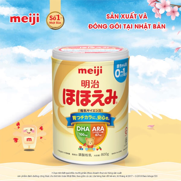 Sữa Bột Meiji Nội Địa Số 0 và Số 1 Lon 800g