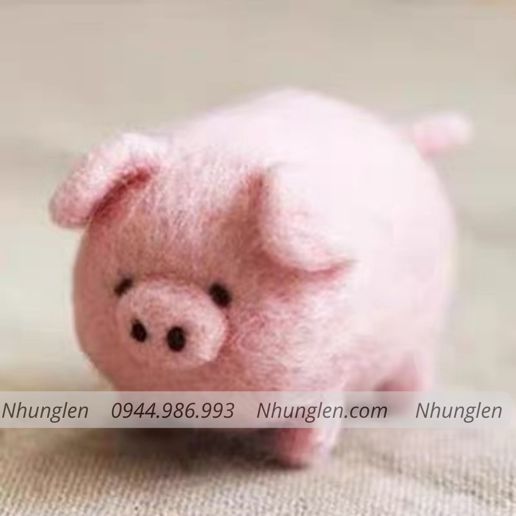 Bộ len chọc Heo Mập Ú có hướng dẫn - Needle Felting Pig - Có video hướng dẫn