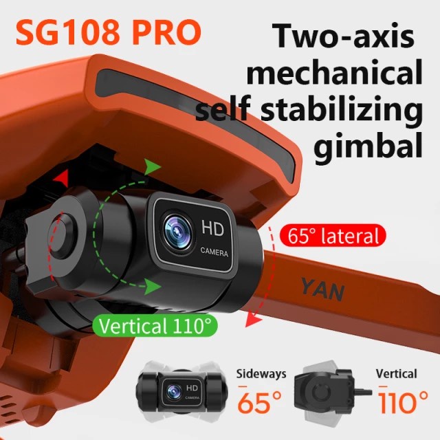 Máy bay flycam Sg108 pro camera 4K chống rung 2 trục bay 25 Phut, cảm biến quang học GPS tự về khi mất kết nối