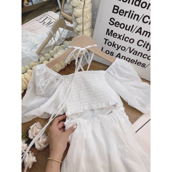 ĐẦM MIDI TRẮNG MOCKING LƯNG