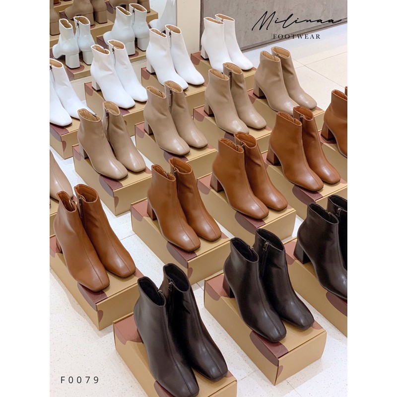 BOOTS DA MỀM GÓT VUÔNG KÉO TRONG F0079