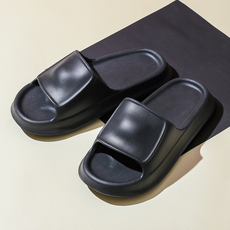 Dép bánh mì unisex, Dép nữ quai ngang chất liệu EVA hai màu trắng đen trơn size kép 36-43 [Lù store] DC04