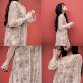 (Sale xả kho) set váy babydoll hoa voan