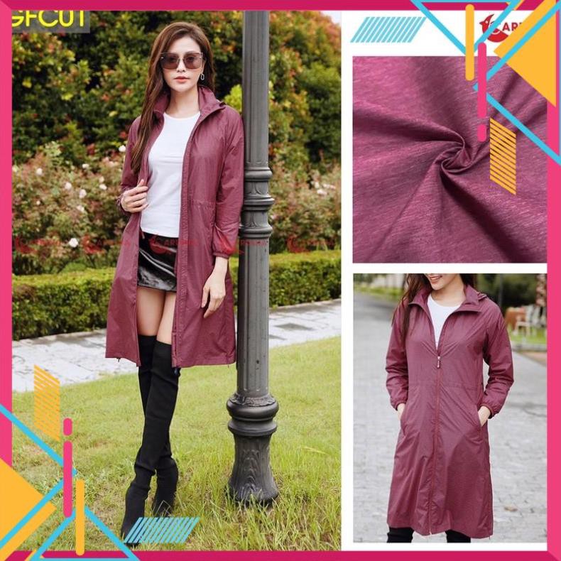 Áo gió nữ CARDINA 2 lớp vải gió nữ dáng dài chống nước, chống mốc cảm gió cản bụi chống nắng nhé | BigBuy360 - bigbuy360.vn