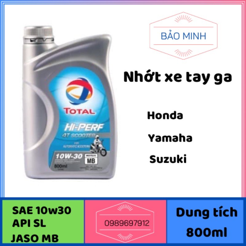 [Chính hãng] Nhớt xe tay ga Total Hi-Perf 4T Scooter 10w30 0.8L