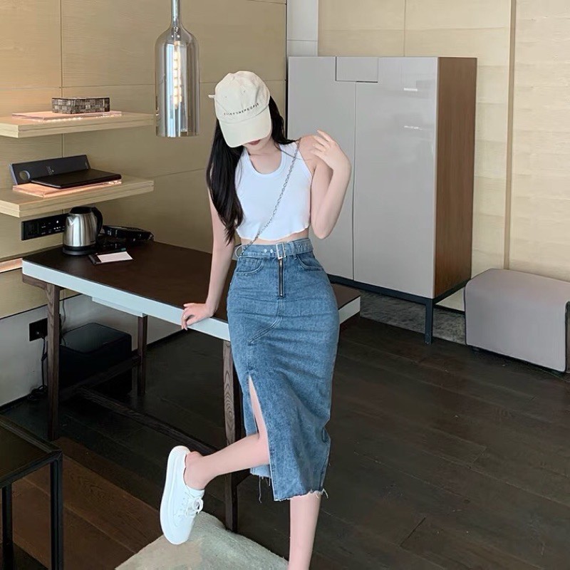 Chân váy bút chì, chân váy jeans dáng dài qua gối mẫu mới nhất | BigBuy360 - bigbuy360.vn