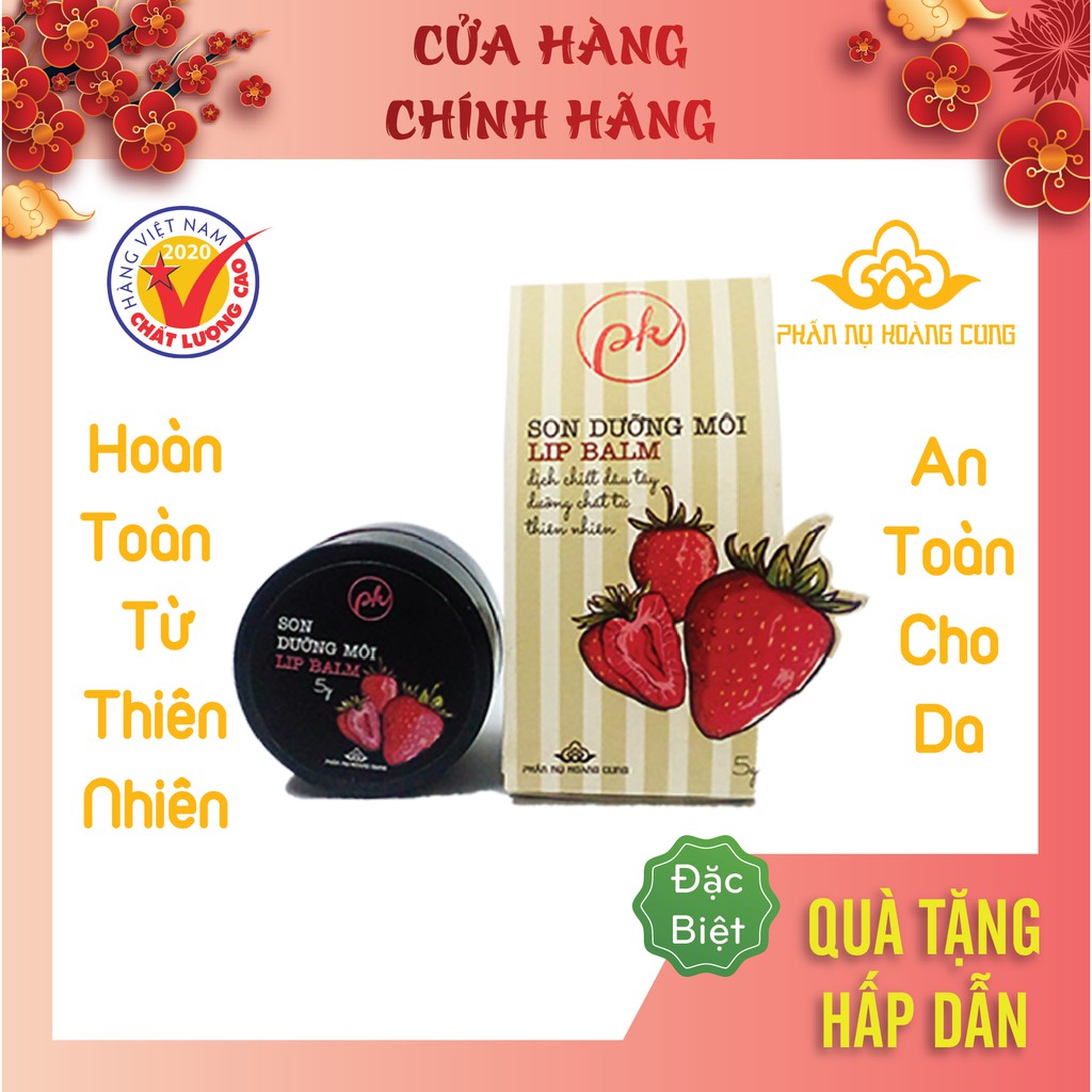 Son Dưỡng Môi Dâu Tây, Son Dưỡng Có Màu Phấn Nụ Hoàng Cung 5gr