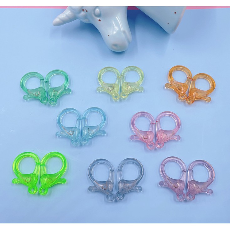 Móc Khóa Nhựa Dẻo Trong Suốt 25mm DIY Hình Tôm Hùm Độc Đáo Trẻ Trung