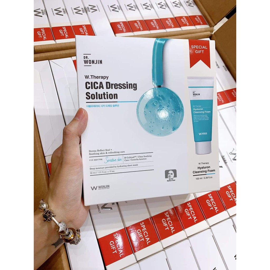 (#wonjin) Sét 10 mặt nạ Wonjin kèm sữa rửa mặt 80ml