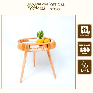 Bàn trà mây mắt cáo Fenny Ana home cho phòng khách/phòng ngủ/ban công 3 chân dễ dàng tháo lắp xếp gọn - Bảo hành 6 tháng