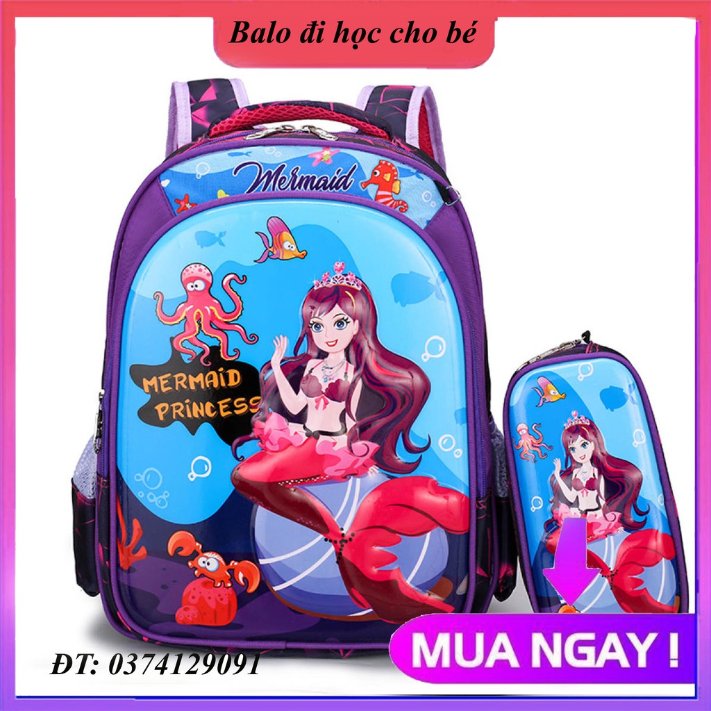 Balo đi học cho bé gái cấp 1 tiểu học, cặp sách học sinh chống gù lưng, chống