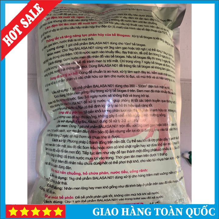 BALASA N01 1kg - Men Vi Sinh Rắc Chuồng, Xử Lý Môi Trường Chăn Nuôi Sạch Sẽ, Hợp Vệ Sinh. Đệm lót chuồng nuôi gà,lợn,...