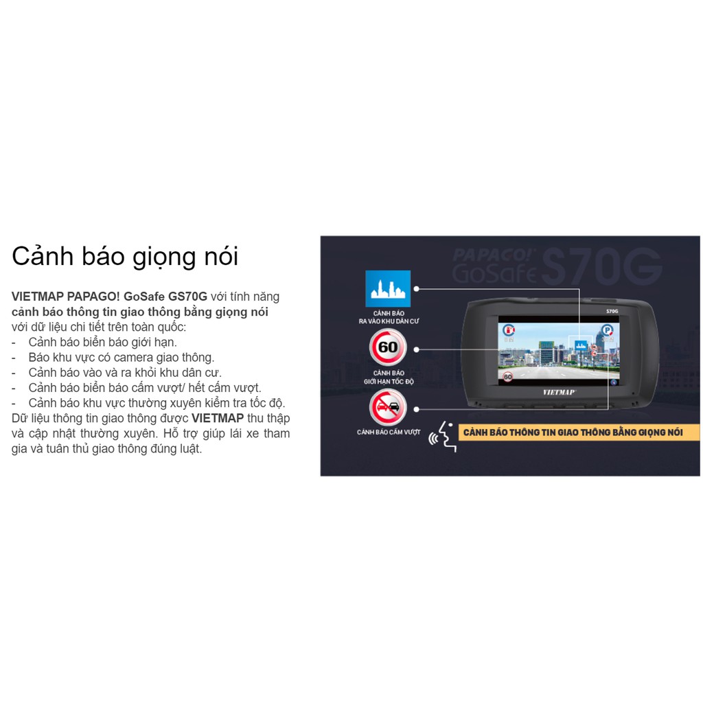 VIETMAP PAPAGO S70G - Camera Hành Trình Ô tô+Thẻ 32G - HÀNG CHÍNH HÃNG