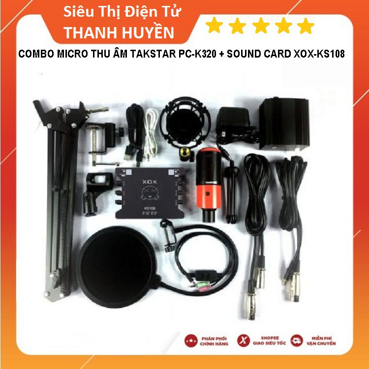 Mua ngay COMBO MICRO THU ÂM TAKSTAR PC-K320 + SOUND CARD XOX-KS108 [Freeship 10k]