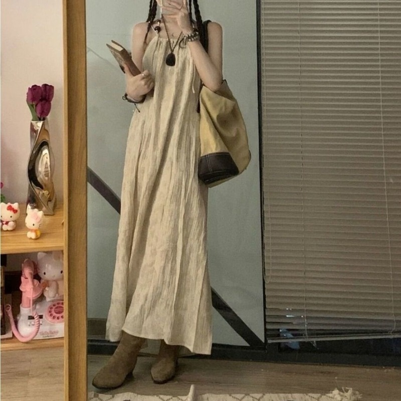 Đầm Maxi Hai Dây Dáng Rộng Phong Cách Nhật Bản Thời Trang Mùa Hè Ngọt Ngào Cho Nữ