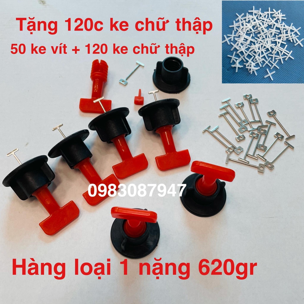 Ke lát gạch chữ T ke vặn xoáy lát gạch cân bằng 50c tặng ke chữ thập và móc vặn