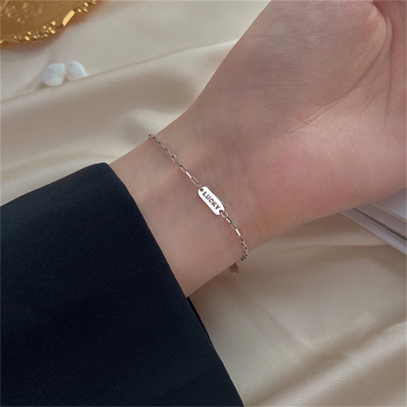 Bộ Vòng Tay Bạc 925 Mặt Hình Thương Hiệu May Mắn Thời Trang Hàn Quốc