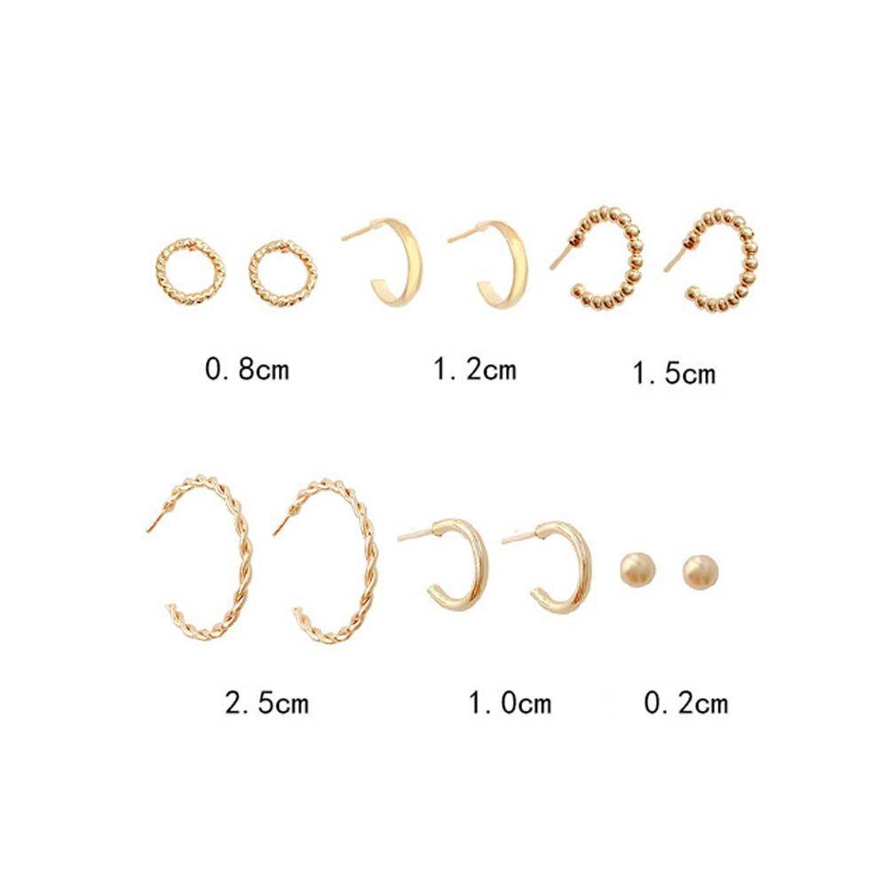 VANES1 Bộ 3 Đôi Khuyên Tai Kim Loại Hình Tròn Phong Cách Hip Hop Thời Trang