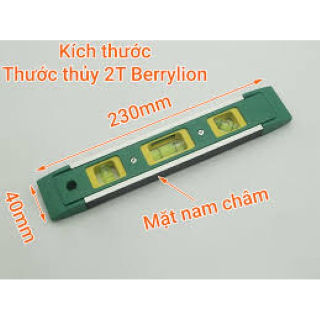 Thước hít thuỷ Berylion 2T (có cạnh nam châm)