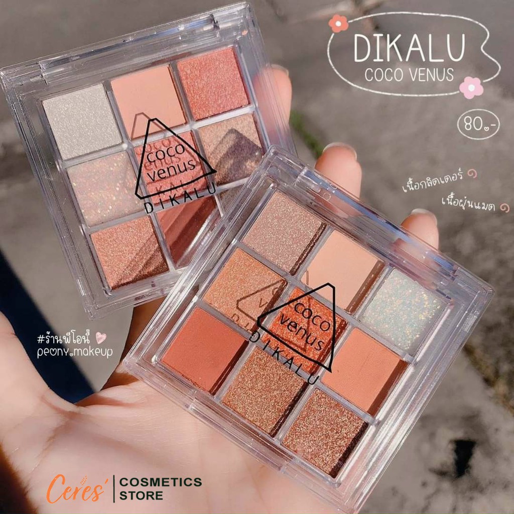 Phấn Mắt Dikalu 💕𝑭𝒓𝒆𝒆𝒔𝒉𝒊𝒑💕 Bảng Mắt Nhũ Coco Venus 9 Ô Vuông Màu Nhũ
