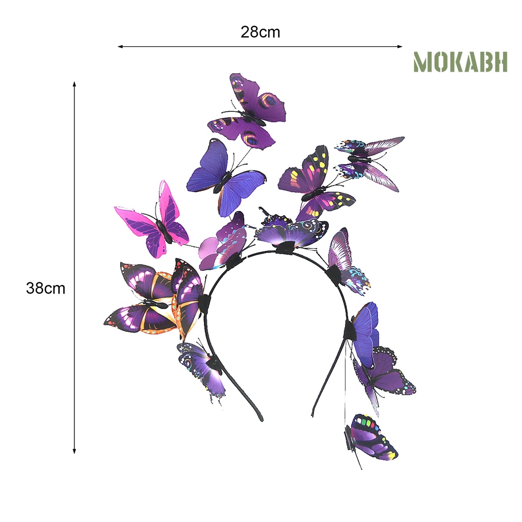 < Kẹp Tóc Trang Trí Halloween > Băng Đô Hình Bướm Có Thể Điều Chỉnh Thoải Mái Phong Cách Bohemian